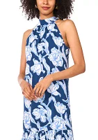 Women's Floral Printed Halter Chalis Dress