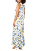 Women's Floral Printed Halter Chalis Dress
