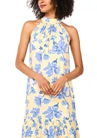 Women's Floral Printed Halter Chalis Dress