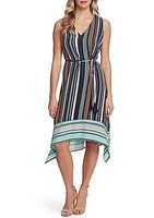 Women's Sleeveless Asymmetrical Hem Striped Dress