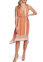 Women's Sleeveless Asymmetrical Hem Striped Dress