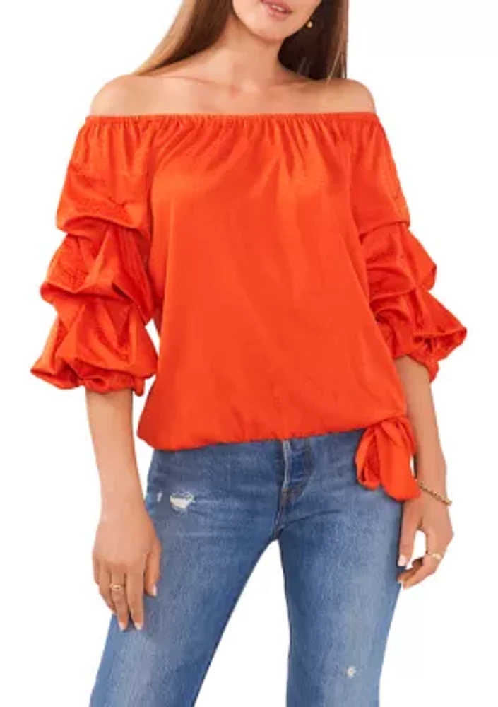 Women's Bubble Sleeve Off the Shoulder Top