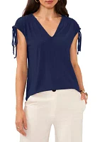 Women's Tie Shoulder V-Neck Top