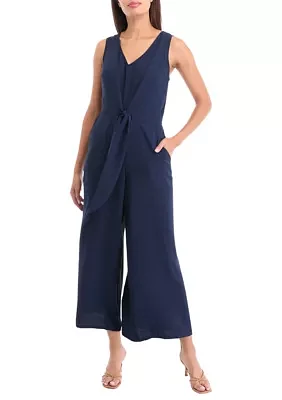 Women's Tie Waist V-Neck Jumpsuit