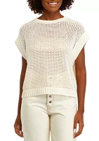 Women's Short Drop Shoulder Open Stitch Sweater