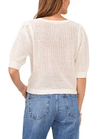 Women's V-Neck Pointelle Cardigan