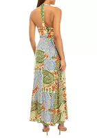 Women's Tropical Print Halter Dress