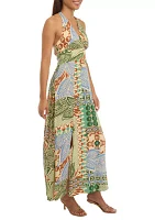 Women's Tropical Print Halter Dress