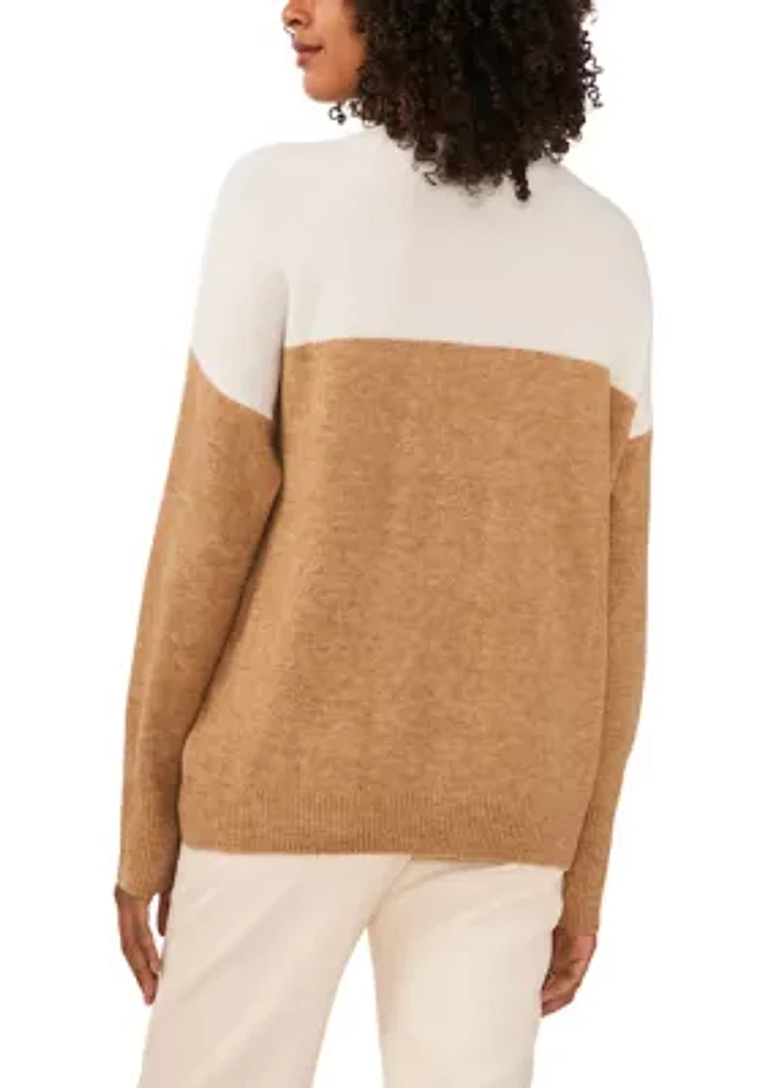 Women's Long Sleeve Color Block Crew Neck Sweater