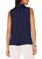 Women's Sleeveless Cowl Neck Solid Satin Blouse