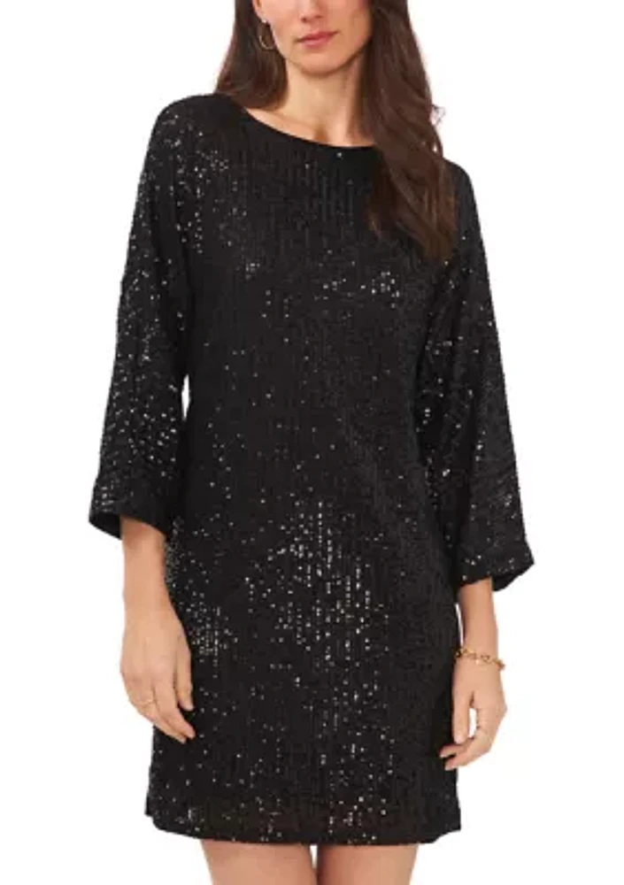 Women's 3/4 Sleeve Sequin Sheath Dress