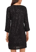 Women's 3/4 Sleeve Sequin Sheath Dress