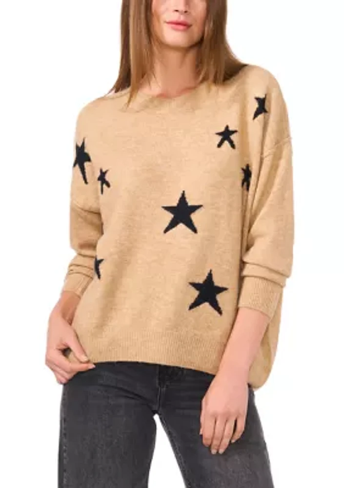 Women's Dolman Star Crew Neck Sweater