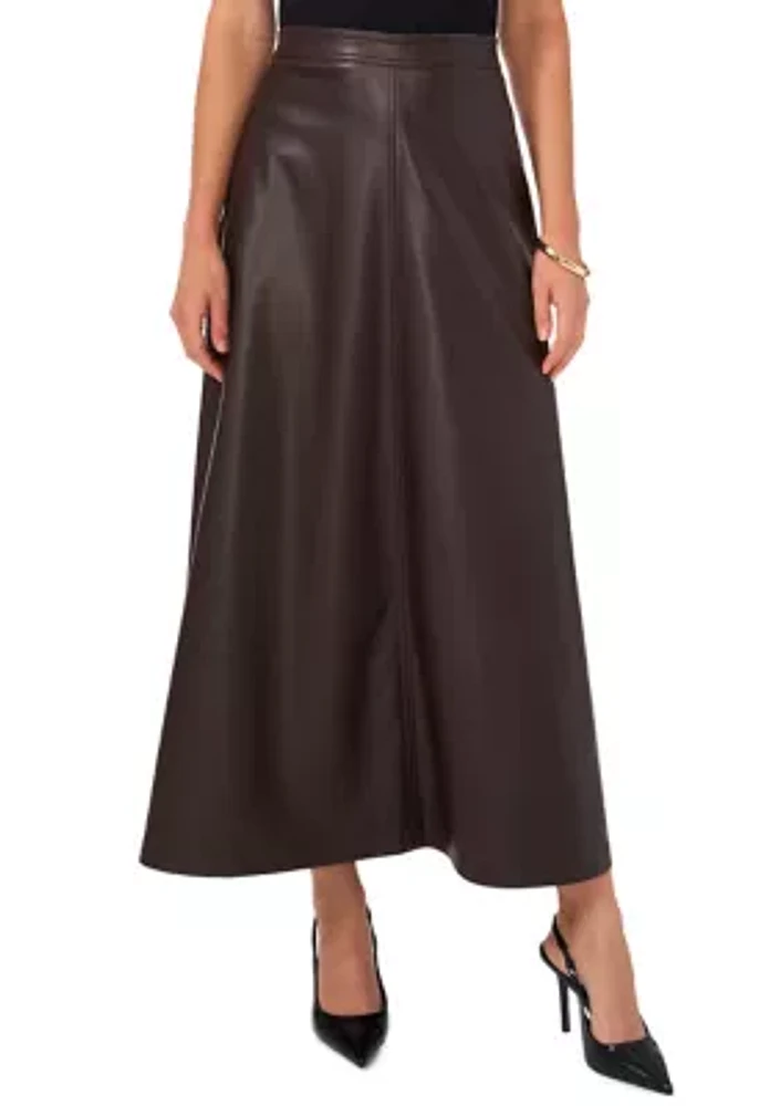 Women's Vegan Leather Midi Skirt