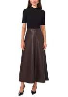 Women's Vegan Leather Midi Skirt