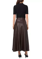 Women's Vegan Leather Midi Skirt