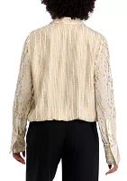 Women's Long Sleeve Stripe Wrap Blouse