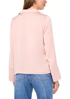 Women's Long Flutter Sleeve Collared Blouse