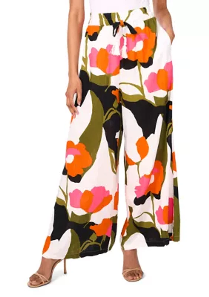 Women's Pull On Bold Floral Print Trousers