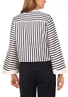 Women's Flare Sleeve Striped Tie Front Blouse