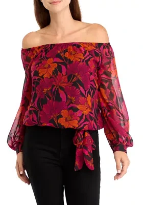 Women's Off the Shoulder Floral Blouse