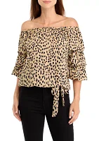 Women's Off the Shoulder Cha Sleeve Printed Blouse