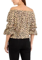 Women's Off the Shoulder Cha Sleeve Printed Blouse