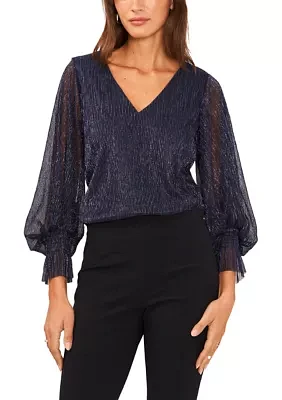 Women's V-Neck Lurex Top