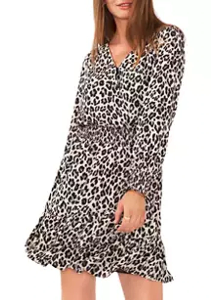 Vince Camuto Women's Ruffle Cuff Animal Print Wrap Dress