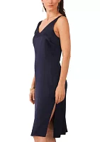 Women's Sleeveless V-Neck Midi Satin Dress