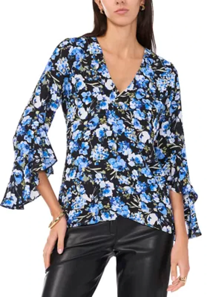 Women's Long Sleeve Cross Front Blouse