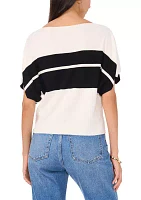 Women's Short Dolman Sleeve Stripe Sweater