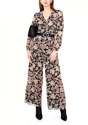 Women's Long Sleeve Floral Jumpsuit