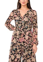 Women's Long Sleeve Floral Jumpsuit