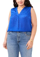 Plus V-Neck Sleeveless Blouse