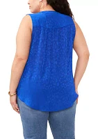 Plus V-Neck Sleeveless Blouse