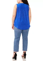 Plus V-Neck Sleeveless Blouse