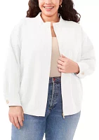 Plus Oversized Bomber Jacket with Hidden Placket