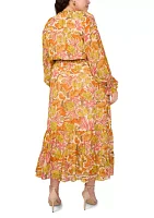Plus Long Sleeve Maxi Dress with Smocking