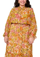 Plus Long Sleeve Maxi Dress with Smocking