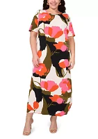 Plus Short Sleeve Crew Maxi Dress