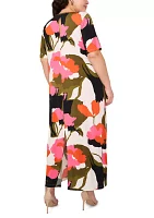 Plus Short Sleeve Crew Maxi Dress
