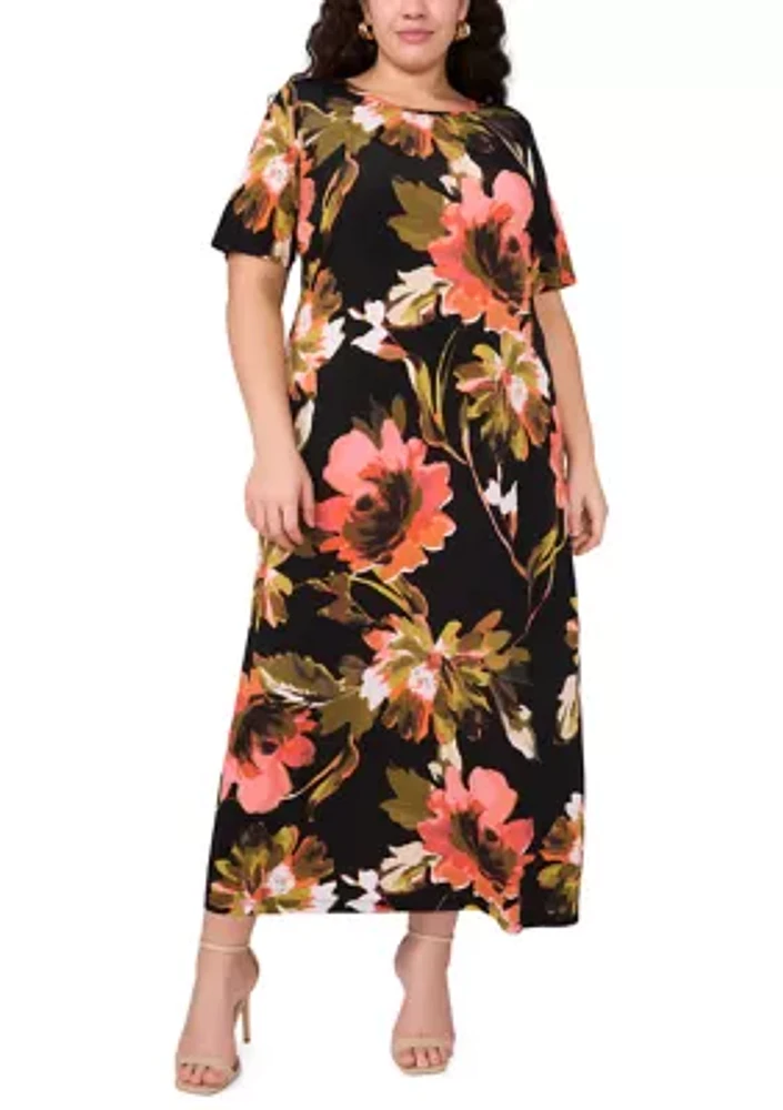 Plus Short Sleeve Crew Maxi Dress