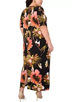 Plus Short Sleeve Crew Maxi Dress