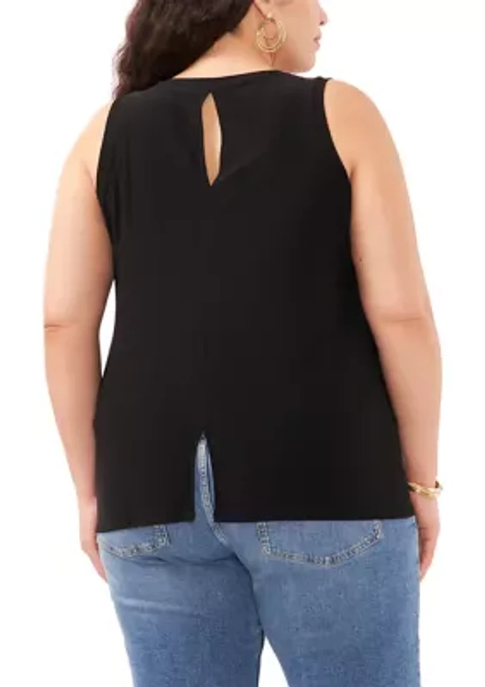 Plus Solid Round Neck Tank Top