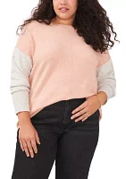 Plus Color Block Sleeve Sweater