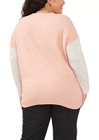 Plus Color Block Sleeve Sweater