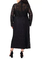 Plus Lace Long Sleeve Maxi Dress