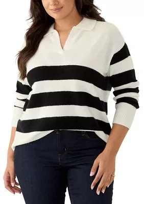 Plus Striped Polo Sweater