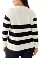 Plus Striped Polo Sweater